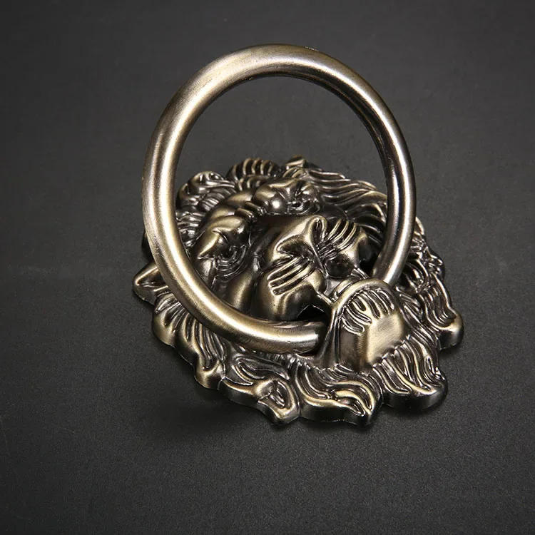 Description Picture 5 of item1Pc Lion Head Pulls Knob Antique Bronze Drop Ring Handle Metal Decorative Wooden Box Cupboard Closet Cabinet Drawer Door Handles