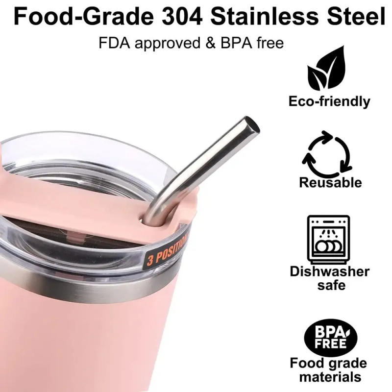 Description Picture 4 of item1Pcs Straight Bent Stainless Steel Straws 6mm 8mm Silver Replacement Straw Drinking Reusable for Stanley 30oz 40oz Tyeso Cup