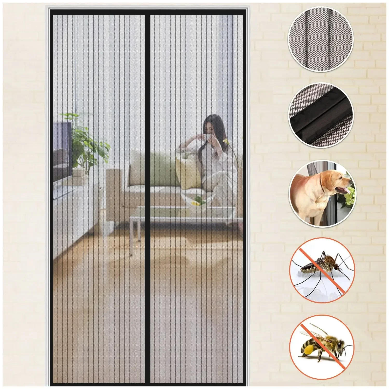Description Picture 5 of itemMagnetic Mosquito Net Summer Anti Bug Fly Door Curtains Mesh Automatic Closing Door Screen Living Room Bedroom Curtain