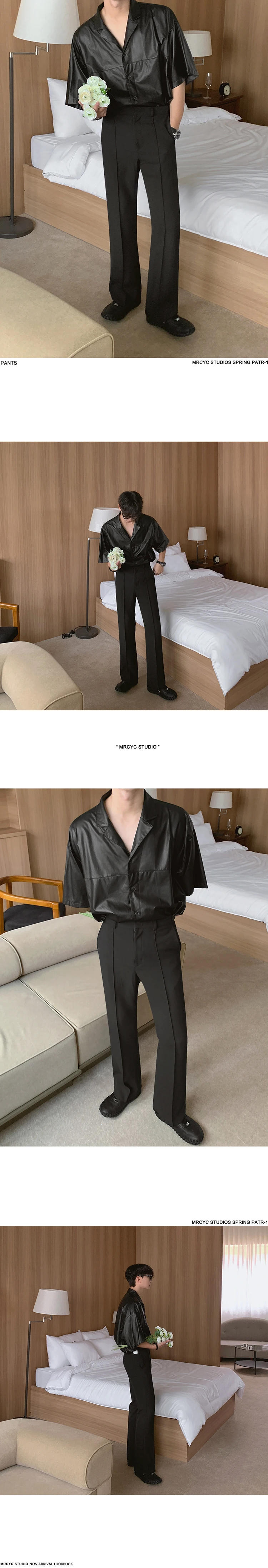 Description Picture 2 of itemFashion Men's Casual Pants Stretch Slim Fit Elastic Waist Jogger Korean Classic Formal Business Male Brand Trousers A125