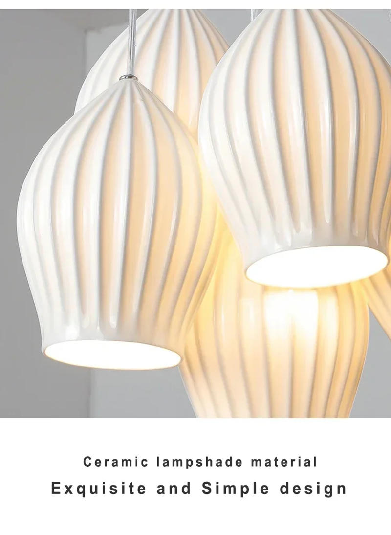 Description Picture 4 of itemWhite Ceramic Cluster LED Pendant Lamp Vintage Pendant Light Island Small Milk Hanging Chandelier Restaurant Hanging Lighting