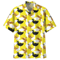 Cartoon Cute Duck Graphic Hawaiian Shirt Men Summer 3d Animal Printed Shirts Lapel Short Sleeves Women Loose Button Blouse