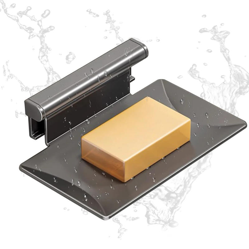 Description Picture 6 of itemWall Mounted Soap Dish Space Aluminum Punch Free Soap Organizer Rack with Drain Holes Bar Soap Tray Multifunction for Shower