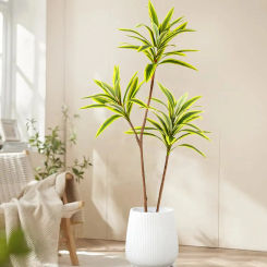 98cm/38.6in  Artificial Palm Tree Plastic Bamboo Branch Tropical Potted Plants Fake Grass For Home Desktop Plant Wall Decoration