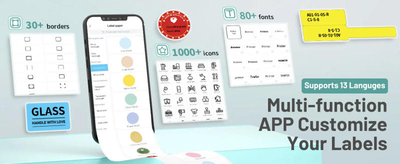 Description Picture 6 of itemPhomemo M110 Mini Portable Thermal Printer Self-Adhesive Sticker Label Maker Pocket Printer Label Machine Bluetooth Phomemo M110