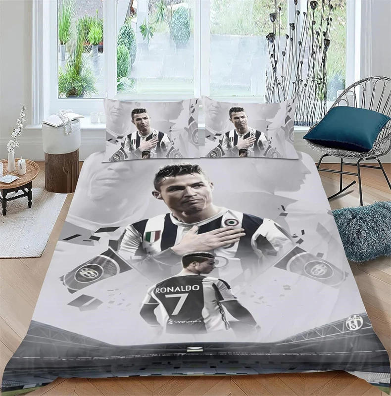 Description Picture 4 of itemFootball Star Ronaldo Bedding Set Duvet Cover 2/3 Piece Set Single Double Bedroom Decoration Lightweight Comfortable Soft 3d