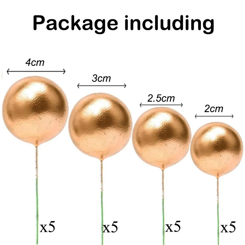 Description Picture 2 of item20Pcs/set Multicolor Ball Cake Toppers Mini Balloon Cake Decorating DIY Baby Shower Wedding Birthday Cake Decorations