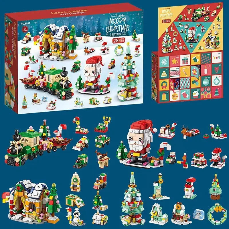 Description Picture 2 of item2025 Christmas Series Building Blocks Gift Box for Kids 24Days Christmas Advent Calendar DIY Nutcracker Santa Claus Bricks Model