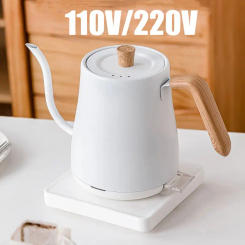 110V/220V Electric Kettle 800ml Hand Brew Coffee Pot Gooseneck Jug Slender Mouth Pot 304 Stainless Steel Kettle Teapot 1000W