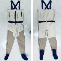 Men's Stockingfoot Chest Waders with Front Zipper Women Waterproof Breathable Split Pocket Wade Clothing for Fly Fishing Hunting