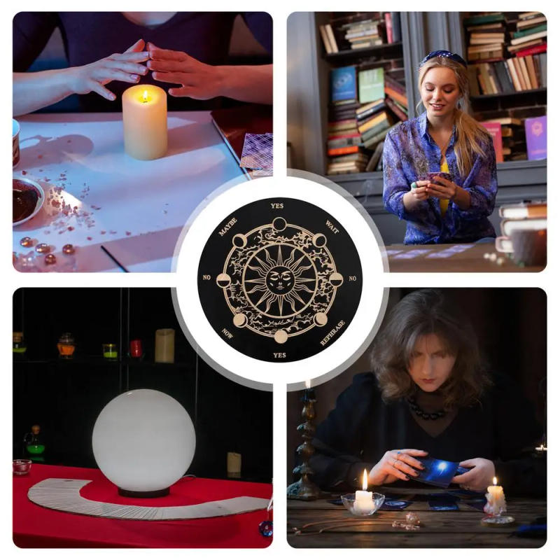 Description Picture 5 of itemWooden Pendulum Board with Moon Star Divination Energy Carven Plate Healing Meditation Board Ornaments Metaphysical Altar