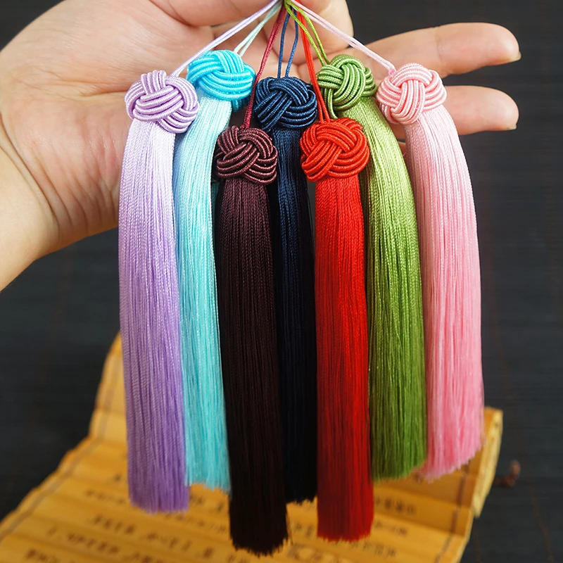 Description Picture 3 of item5 Pcs Crafts Tassels 15cm Polyester Tassels Silky Floss Bookmark Tassels with Pineapple Cap for DIY Jewelry Making Accessories
