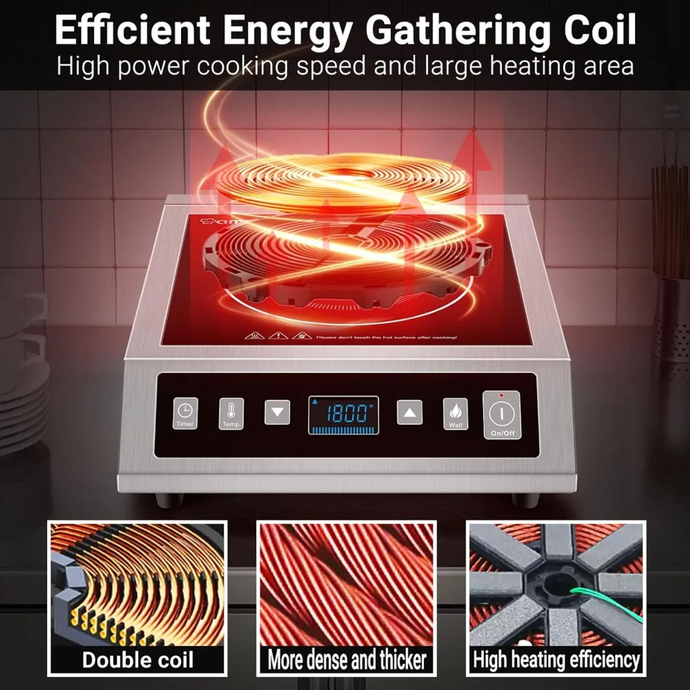 Description Picture 3 of itemInduction Cooktop Commercial, Professional Portable Induction Burner, 1800W Countertop Stove Burner