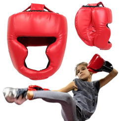 Full-Covered Thickened Boxing Head Guard PU Leather Karate Muay Thai Training Head Protector Taekwondo Head Guard for Adult Kids