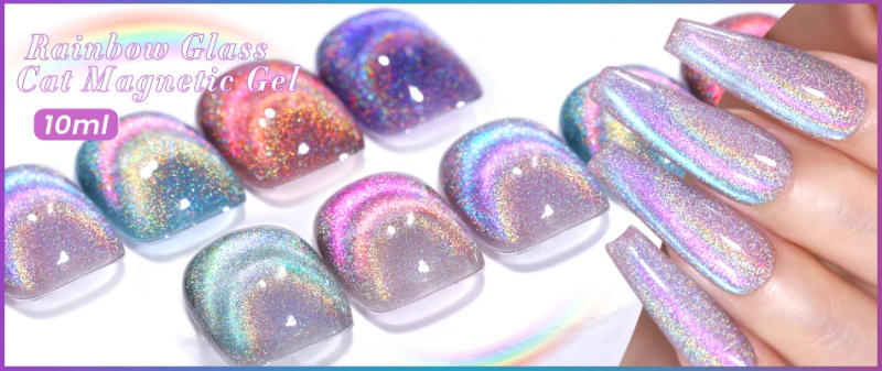 Description Picture 4 of itemBORN PRETTY 10ML Reflective Moonlight Cat Magnetic Gel Nail Polish Sparkling Glitter Vanish Semi Permanent for New Year Manicure