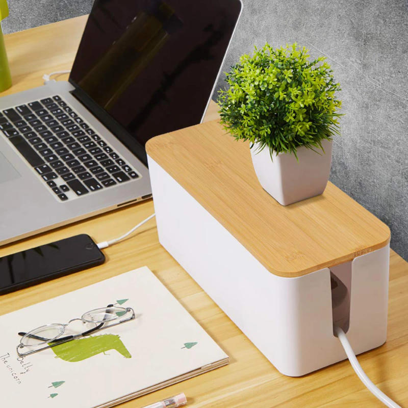 Description Picture 4 of itemCable Storage Box Wooden Power Line Storage Case Dustproof Charger Socket Organizer Wire Case Home Cable Winder Organizer