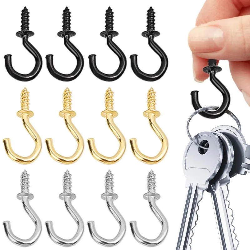 Description Picture 5 of item50/200PCS Mini Screws Hook Metal Screw Hooks Plant Ceiling Hanger Outdoor String Lights S Hook Multi-Purpose Key Storage Rack