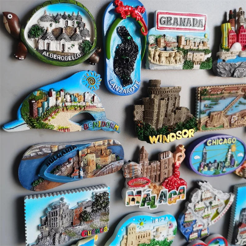 Description Picture 4 of itemFridge Magnets Spain Hamburg Germany Croatia Montenegro Sweden Bali Maldives Chicago USA Dubai India Lanzarote Collection Gifts