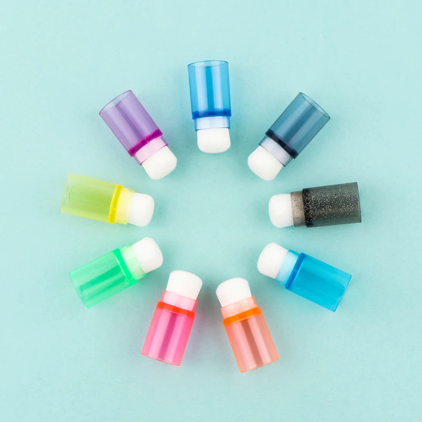 Description Picture 3 of item9pcs/set Soft Bristles Finger Daubers and Storage Tube Set for DIY Scrapbooking Craft Paper Mini Stackable Blender Brushes