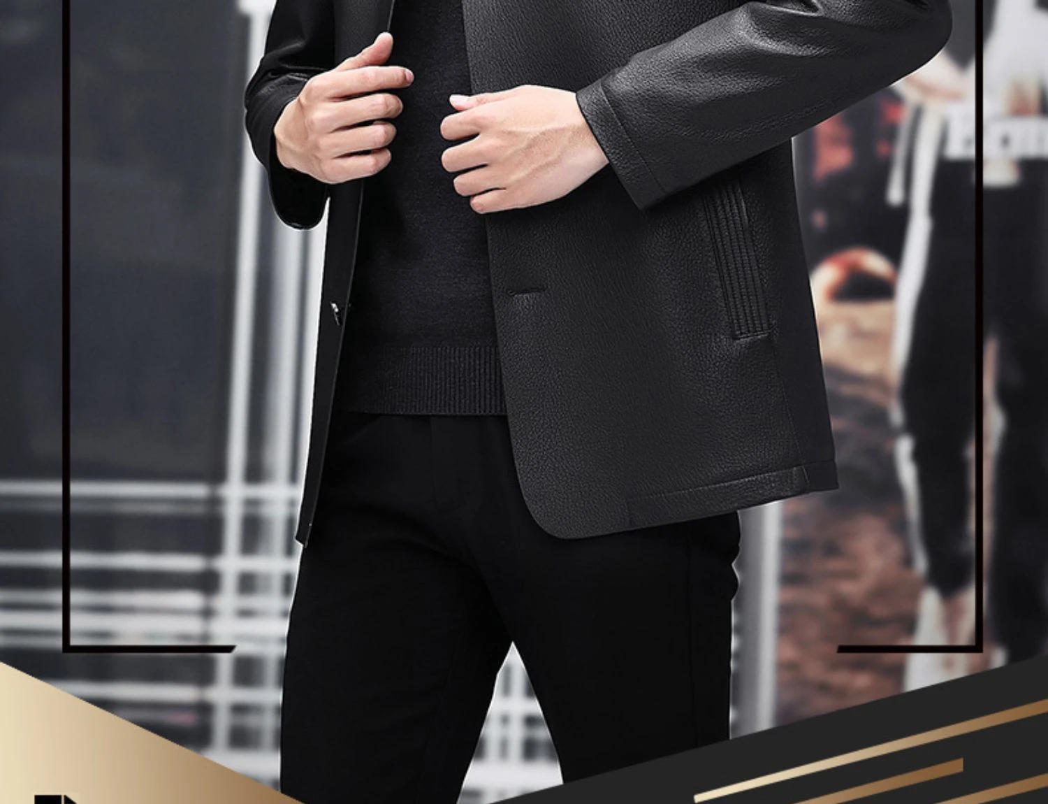 Description Picture 6 of itemGenuine Leather Jacket Men Pure Goatskin Deer Pattern Lapel Jackets Autumn New Natural Leather Clothes Thin Casual Men's Coat FC