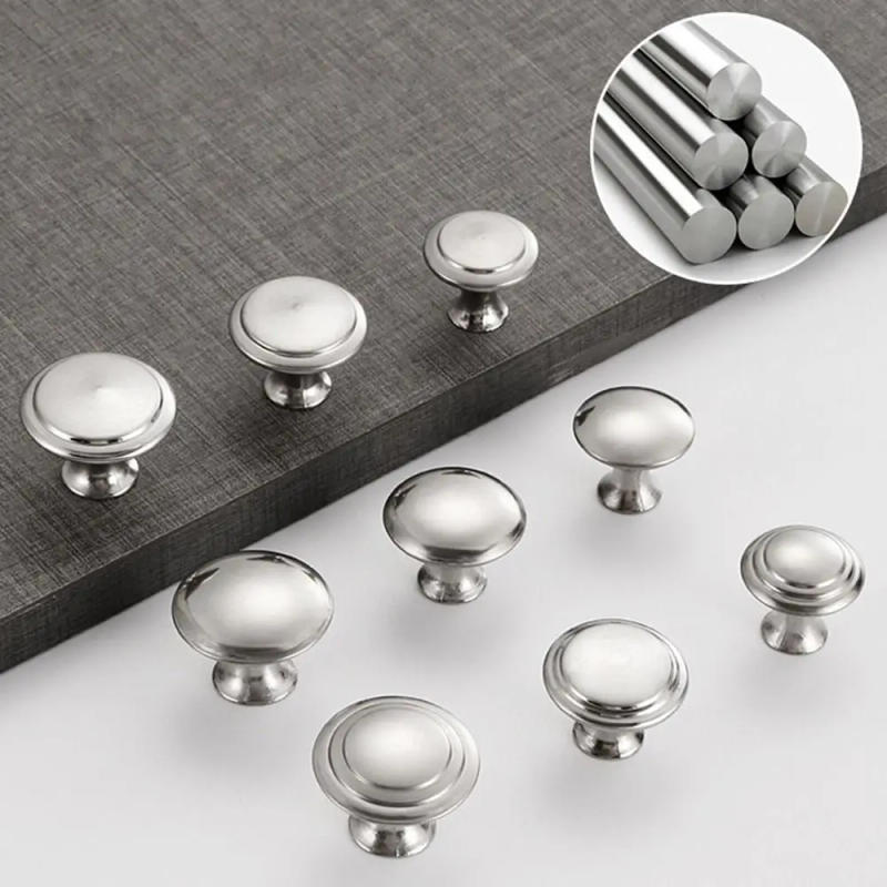 Description Picture 6 of item2Pcs/Set Furniture Hardware Drawer Knobs with Screws Cupboard Cabinet Single-hole Pull Kitchen Home Stainless Steel Door Handles