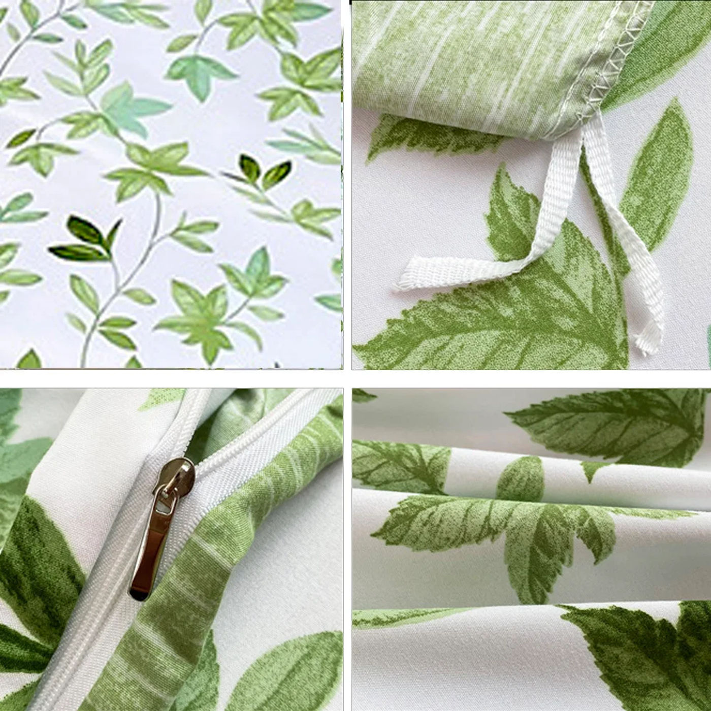 Description Picture 5 of item2/3pcs Set Green Flower Print Duvet Cover with Pillow Case Nordic Comforter Bedding Set Quilt Cover Queen/King Double  Bed