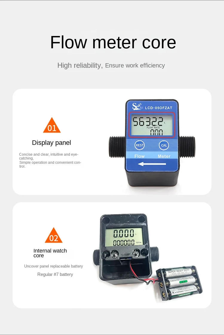 Description Picture 6 of itemG1/2 G3/4 Inch Digital LCD Water Milk Oil Flow Sensor Meter Flowmeter Totameter Flow Measuring Instruments