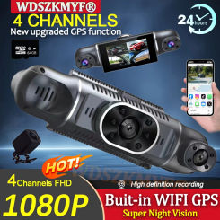 4 Channel GPS Dash Cam for Cars 4*1080P WIFI 360 Degree Video Recorder Rear View Camera Car DVR 24H Hardware Kit Car Assecories