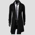 Autumn Winter New Men's Double Breasted Wool Warm Windbreaker Fashion Mid Length Slim Fit Casual Trench Jacket Coat