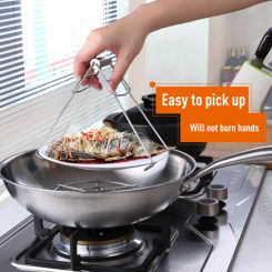 Kitchen Plier Tools Folding Stainless Steel Hot Bowl Pot Clip Dish Holder Steamer Heat Insulation Plate Tong Anti-Caliper Clamp