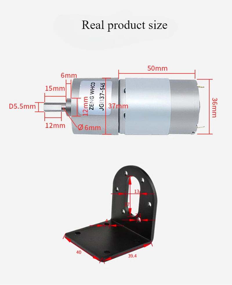 Description Picture 2 of itemJGB37-545 High Torque Reduction Motor DC Reduction Motor DC 6V 12V 24v Low Speed Motor Forward And Reverse