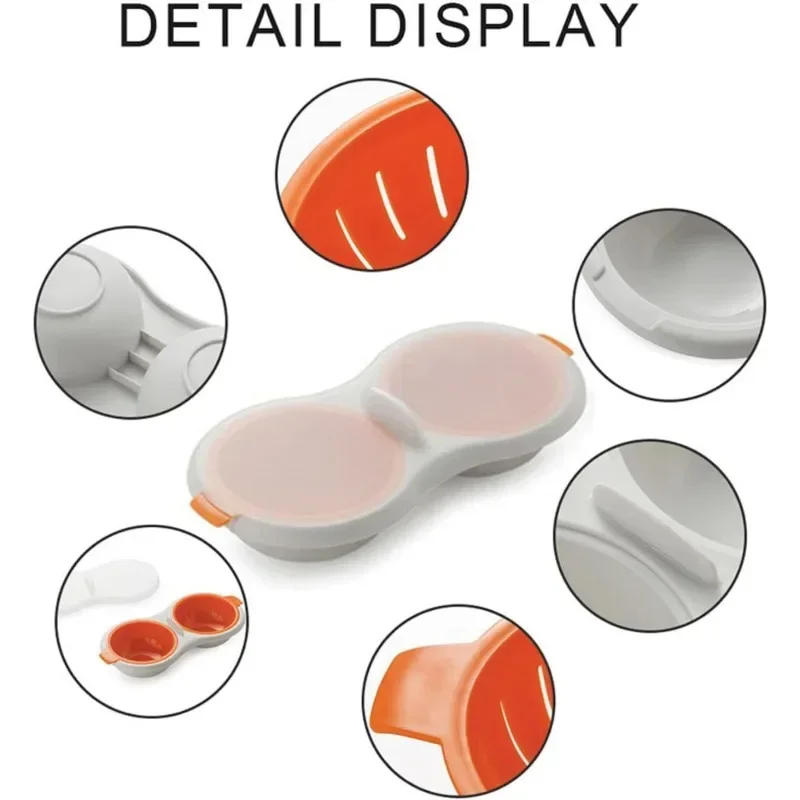 Description Picture 4 of itemMicrowave Egg Poacher Perfect Double Egg Poacher Easy Double-Cup Egg Boiler Hot Spring Egg Mold Kitchen Cooking Gadget Tools