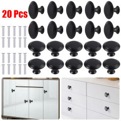 20Pcs Round  Door Knobs Cabinet Handles Cupboard Drawer Kitchen Bathroom Fashion Furniture Hardware Accessories
