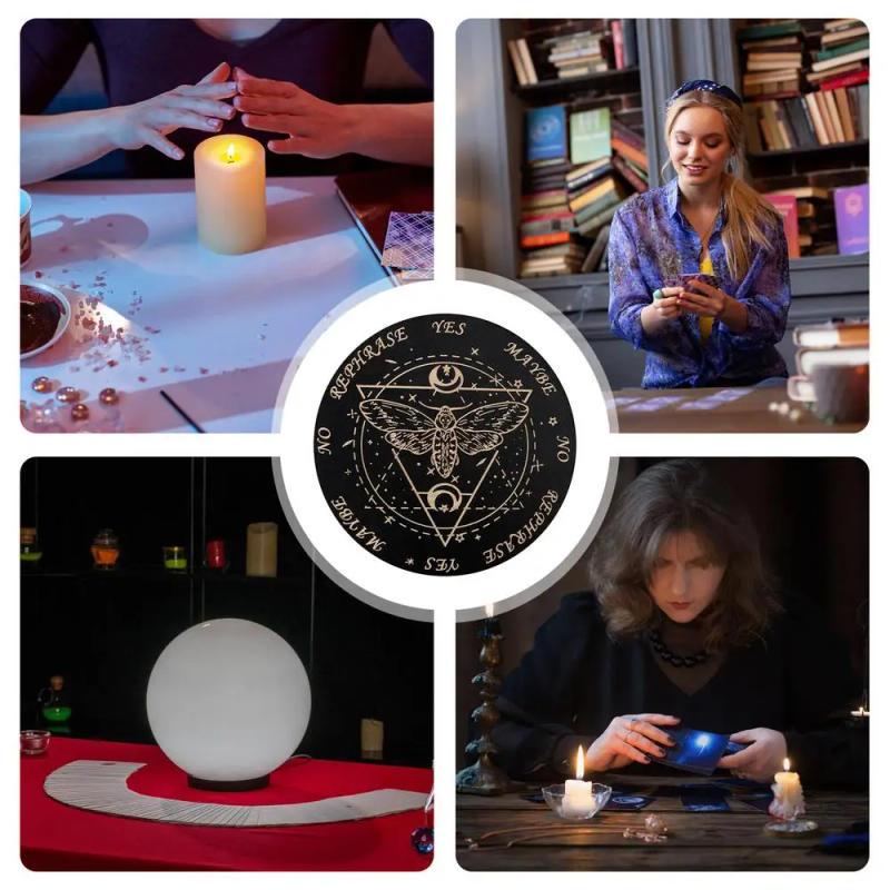 Description Picture 6 of itemWooden Pendulum Board with Moon Star Divination Energy Carven Plate Healing Meditation Board Ornaments Metaphysical Altar