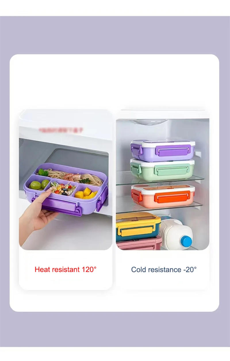 Description Picture 4 of item1300ML Cartoon Pattern Lunch Box for Kids Microwave Oven Bento Boxes Food Container with Dinnerware Sandwich Snack Fruit box