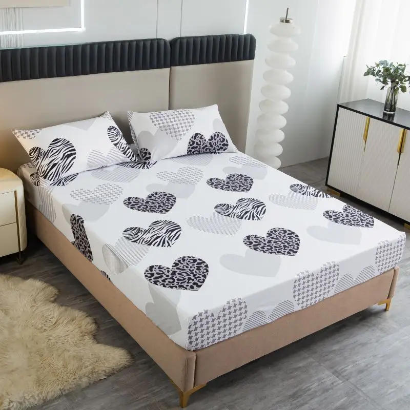 Description Picture 4 of itemLove Print Fitted Sheet Set Comfortable Bedding for Bedroom Guest Room Hotel with Deep Pocket Mattress Cover with Elastic Band