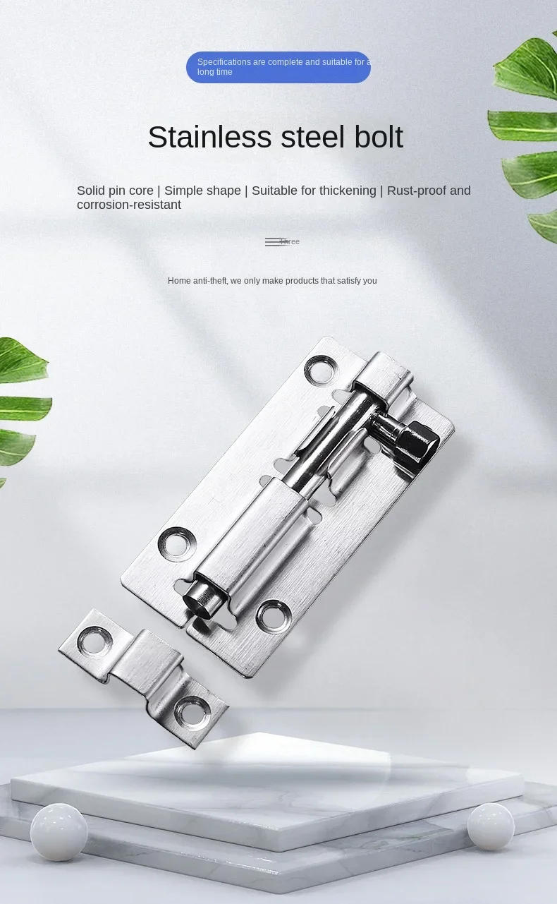 Description Picture 2 of itemBarrel Bolt  2/3/4/5/6/8 Inch Stainless Steel Door Latch Hardware for Home Hardware Gate Safety Door Bolt Latch Lock