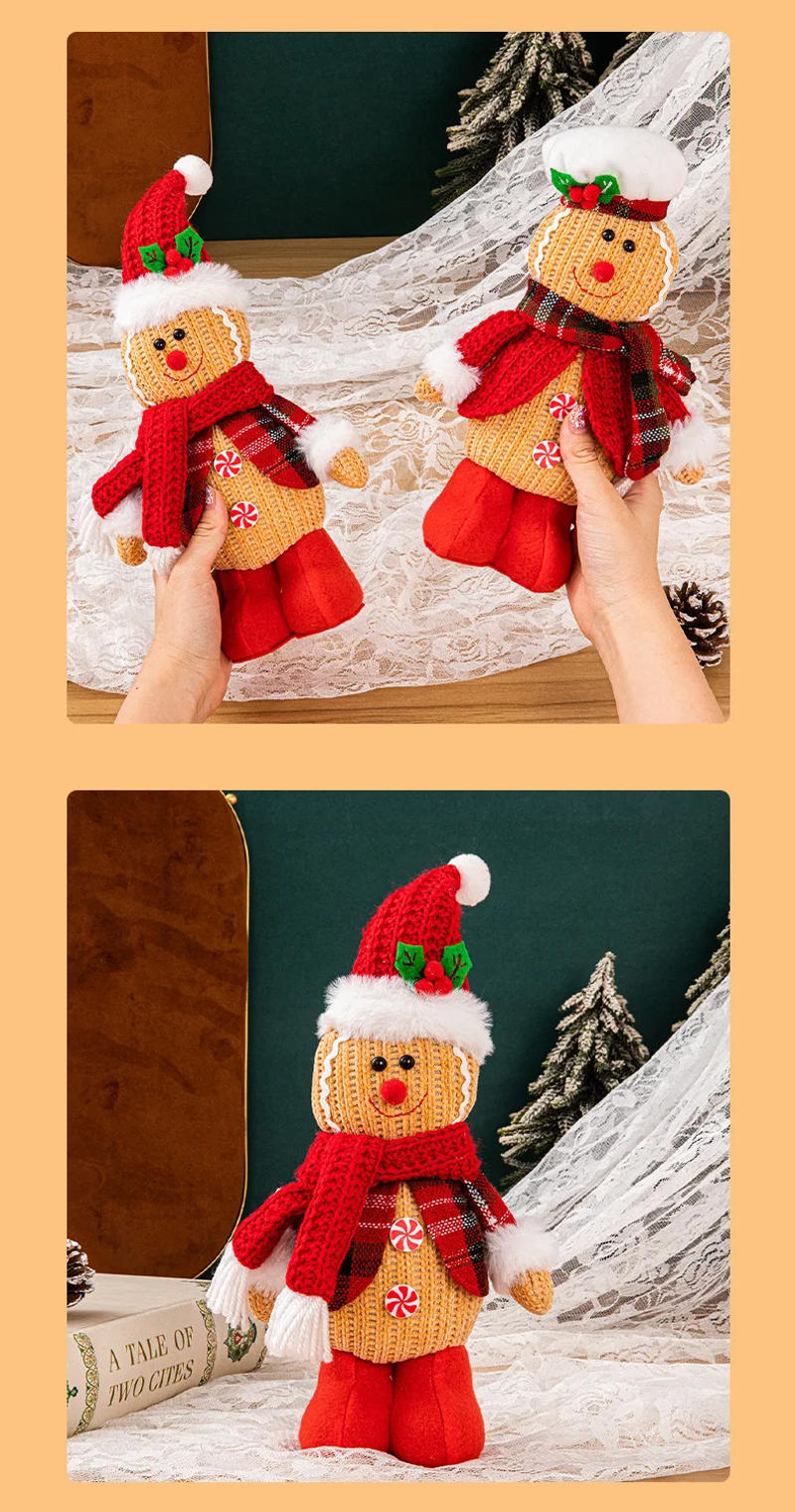 Description Picture 2 of itemChristmas Standing Gingerbread Man Desktop Ornaments Creatived Cute Doll Decorations Christmas Gifts Props Home Decor