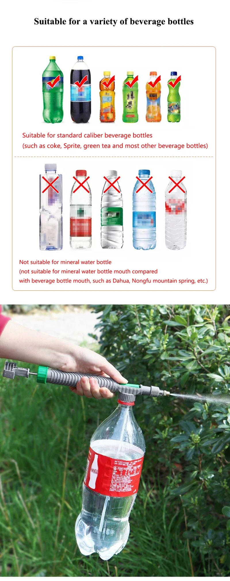 Description Picture 3 of itemAdjustable High Pressure Air Pump Hand Sprayer Drink Bottle Spray Head Garden Watering Tools Sprayer Agricultural Tools