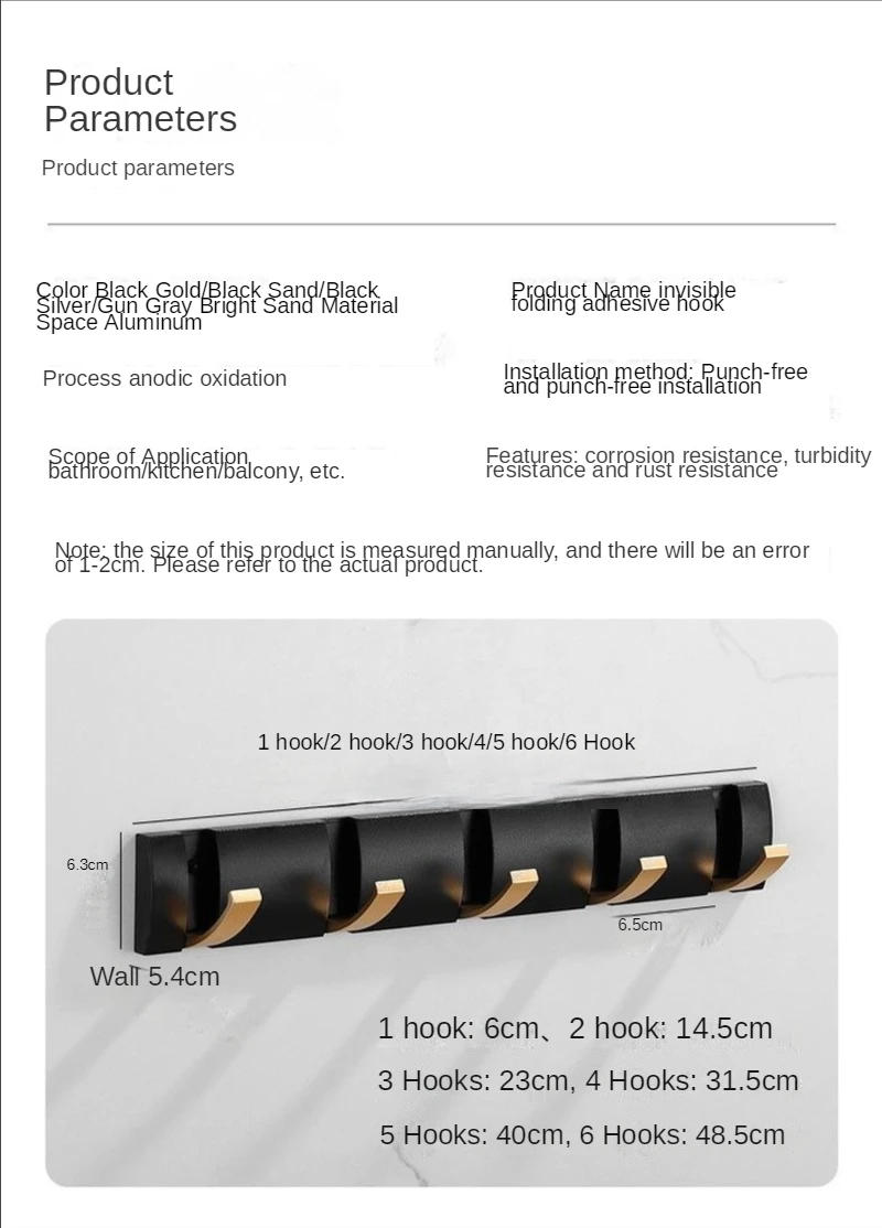 Description Picture 6 of itemBathroom Hook Folding Towel Rack Nail-free Installation Wall Hook Coat Hanger Bathroom Back Door Hook Wall Hooks Dropshipping