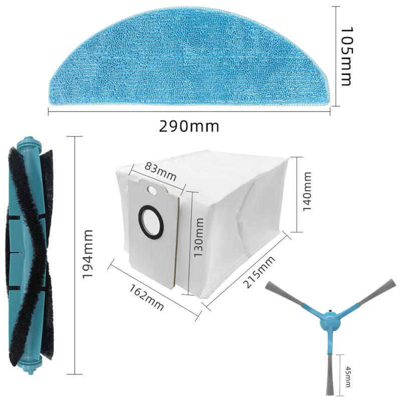 Description Picture 6 of item1set Main Side Brush Filter Dust Bag Mop Cloth For Conga 7490 Immortal Home For X-Treme Robot Vacuum Cleaner Accessories