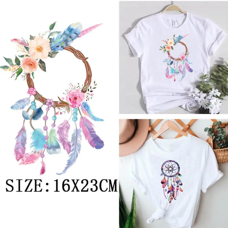 Description Picture 4 of itemColorful Feathers Patches On Clothes DIY A-levels Iron On Transfer For Clothing Funny Design Heat Sticker On T-shirt Hoodies Top
