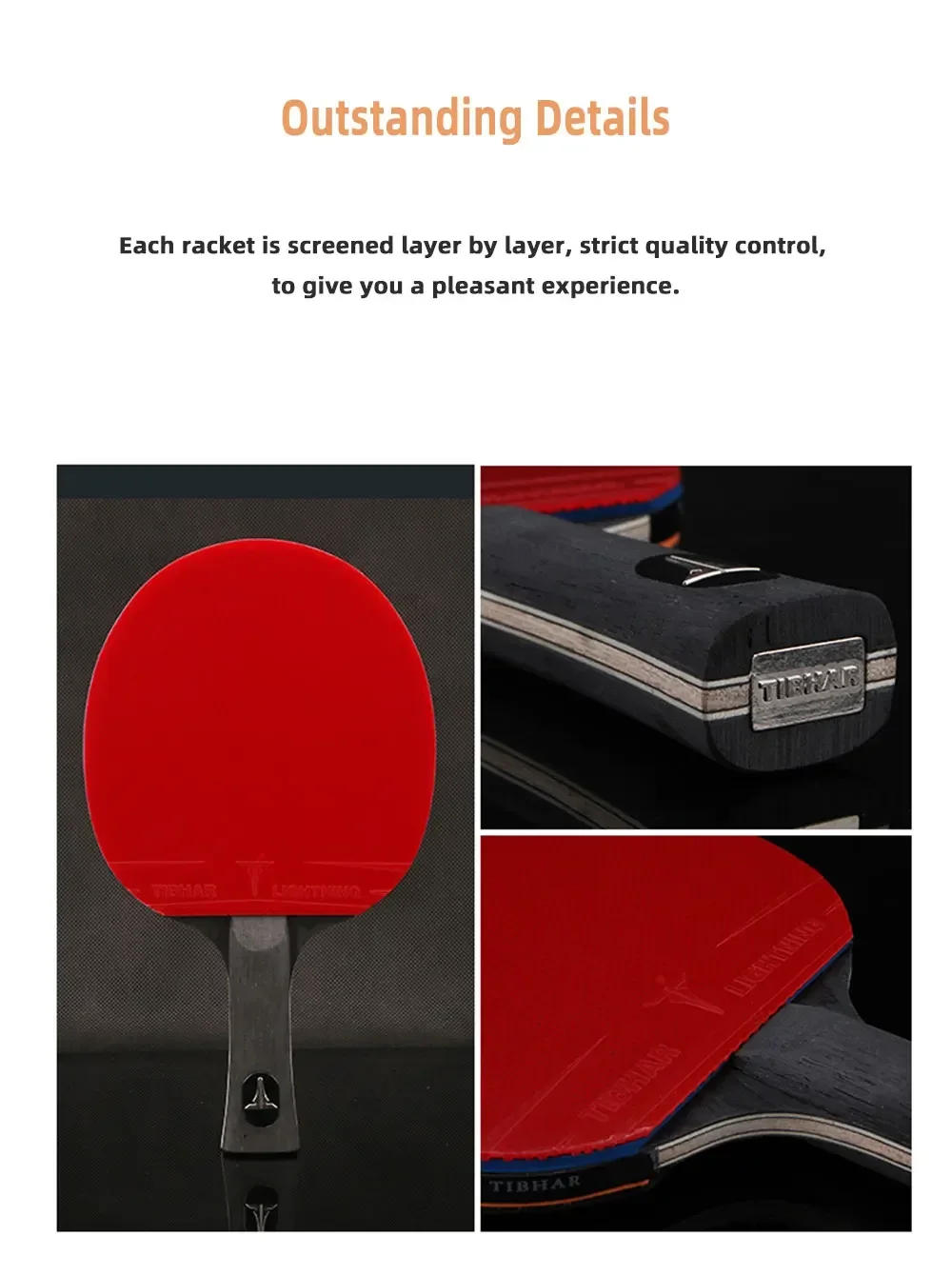 Description Picture 4 of itemTIBHAR 9 Star Table Tennis Racket Superior Sticky Rubber Carbon Blade Ping Pong Rackets Professional Pimples-in Sticky Original