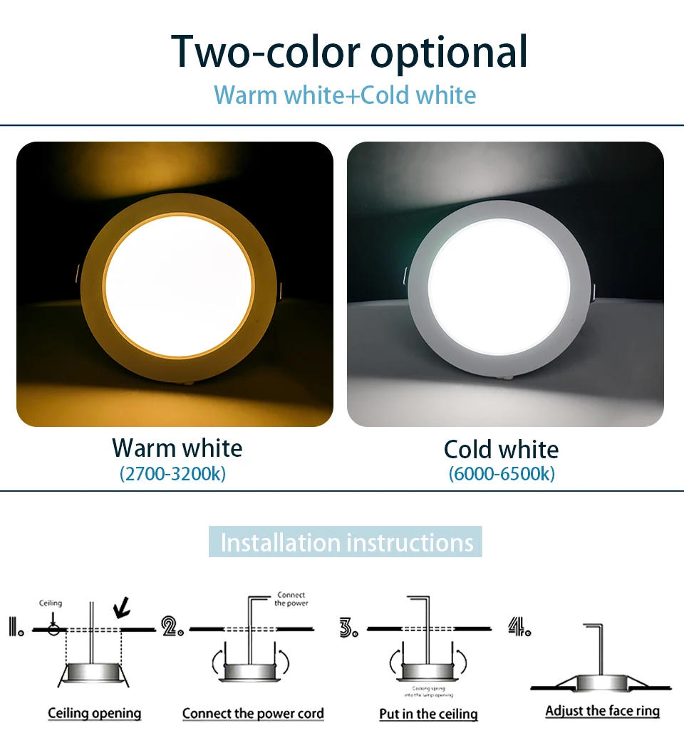 Description Picture 5 of itemLed Downlight Recessed Round Ceiling Lamps DC 12V 24V AC110V 220V 5W 9W 12W 15W 18W Spotlight For Home Decor Living Room