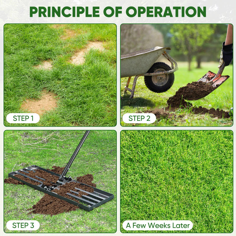 Description Picture 5 of itemLawn Leveling Rake,30"x10" Lawn Leveler Tool for Lawns with 5FT Ergonomic Handle,Heavy Duty Leveling Rakes for Lawns,Yard Garden