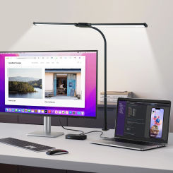 LED Table Lamps Dimmable Double Head Dask Lamp Computer Monitor light USB Reading Table Lamp Office Study Working Folding Lights