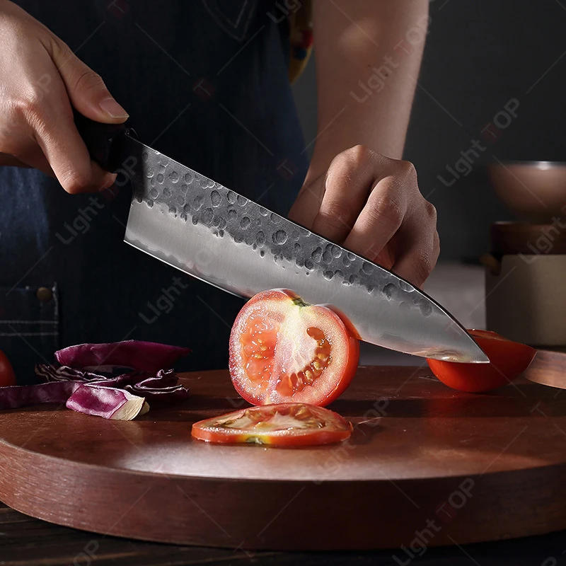 Description Picture 4 of itemStainless Steel Octagonal Handle Chef's Knife Japanese Cooking Sashimi Knife Meat Cutting Santoku Knife Set Sharp Kitchen Knives