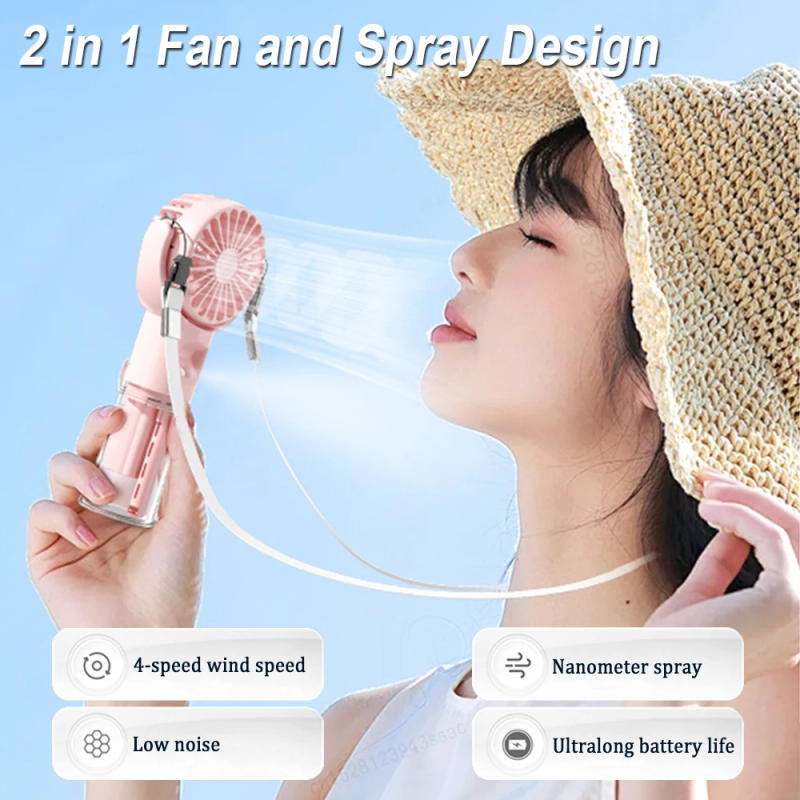 Description Picture 3 of itemPortable Humidifier Fan Mini Handheld Water Mist Fan Portable USB Rechargeable Hand Fan with Humidifier Spray Mini Handheld Fan