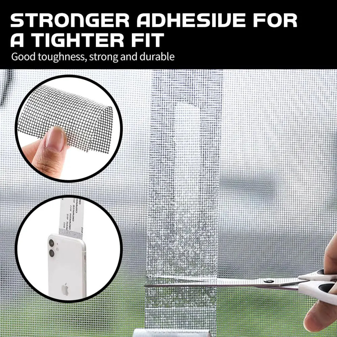 Description Picture 5 of item1/2pcs Window Screen Repair Strong Adhesive Waterproof Tape Covering Mesh Repair For Window Screen And Screen Door Tears Holes