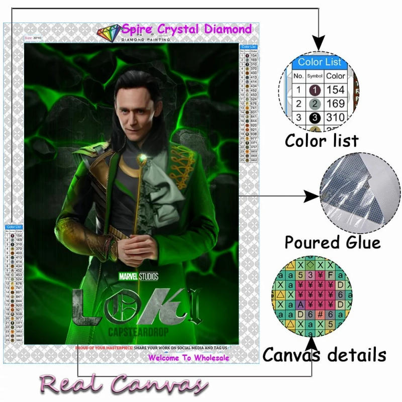 Description Picture 5 of itemDisney Loki Comics Diy AB Diamond Painting Kit Embroidery New Handicrafts Movie Art Mosaic Cross Stitch Picture Home Decor Gift